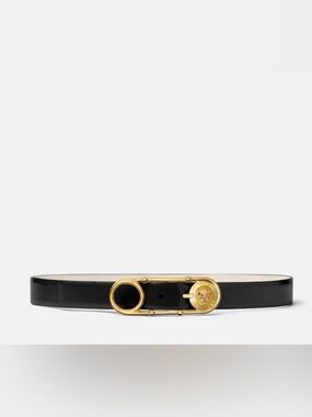 Versace Safety Pin leather belt | 75 black and gold